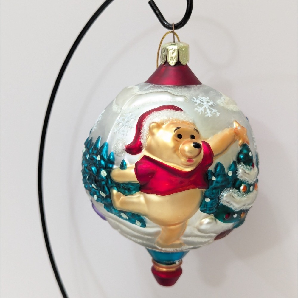 Vtg Disney Winnie The Pooh Tigger Eeyore Bloen Glass Christmas Ornament Ball 3x5